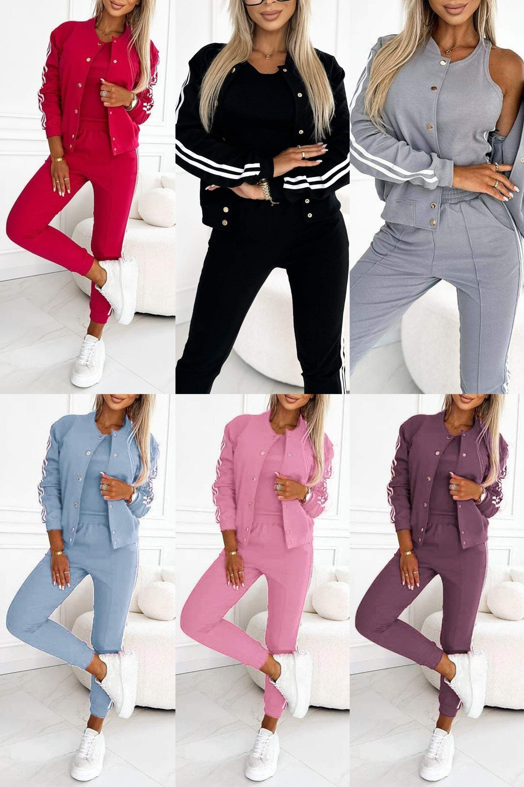 Kendra - Cuello Redondo Chaqueta Y Pantalón Juego de 3 Piezas
