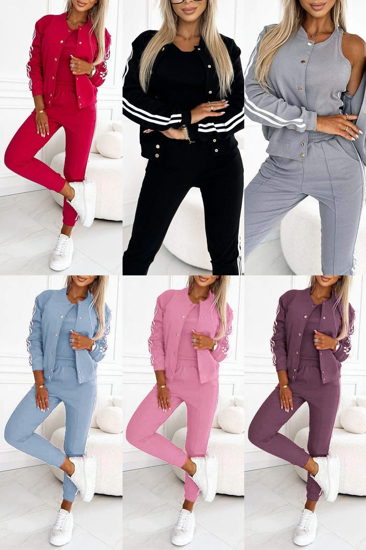 Kendra - Cuello Redondo Chaqueta Y Pantalón Juego de 3 Piezas