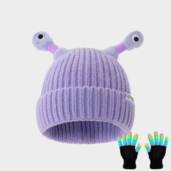 GlowTots - Gorro De Invierno Para Padres e Hijos de Un Simpático Monstruito Brillante