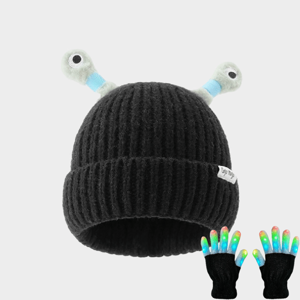 GlowTots - Gorro De Invierno Para Padres e Hijos de Un Simpático Monstruito Brillante