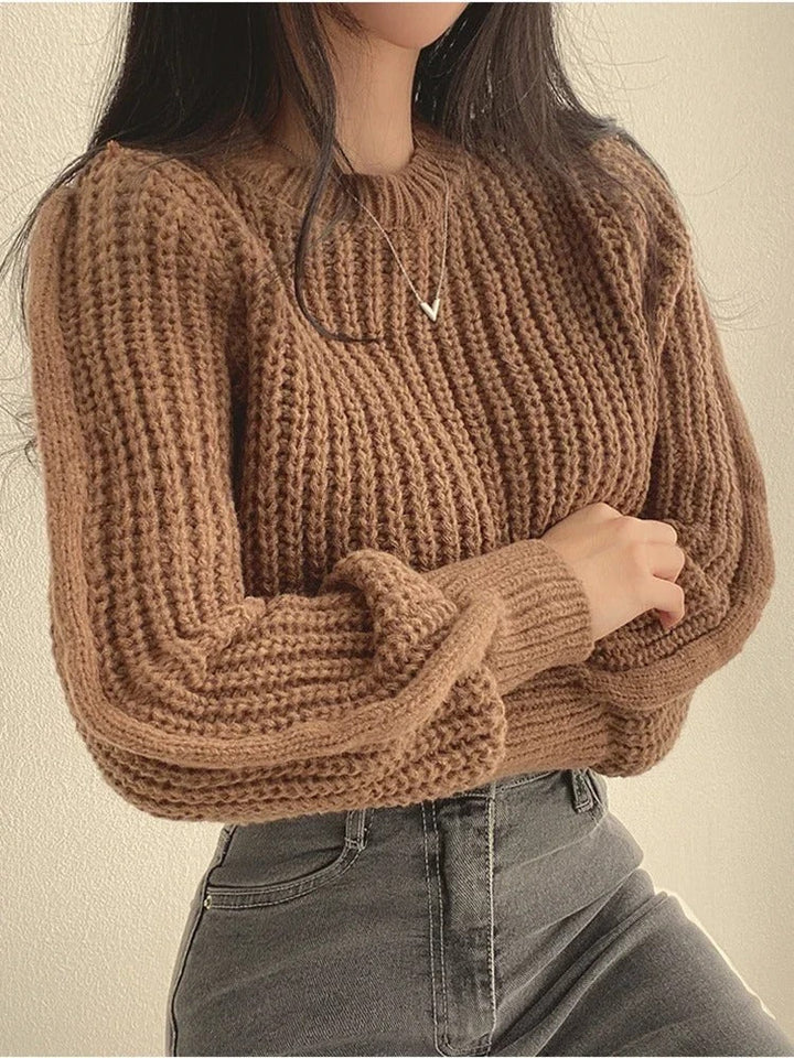 Kalina - Tops Sueltos de Punto Vintage de Manga Larga