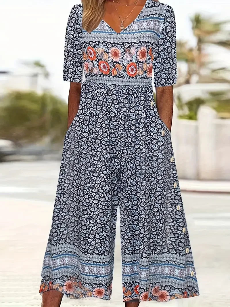Nerina - Mono Vintage Boho Con Estampado Floral