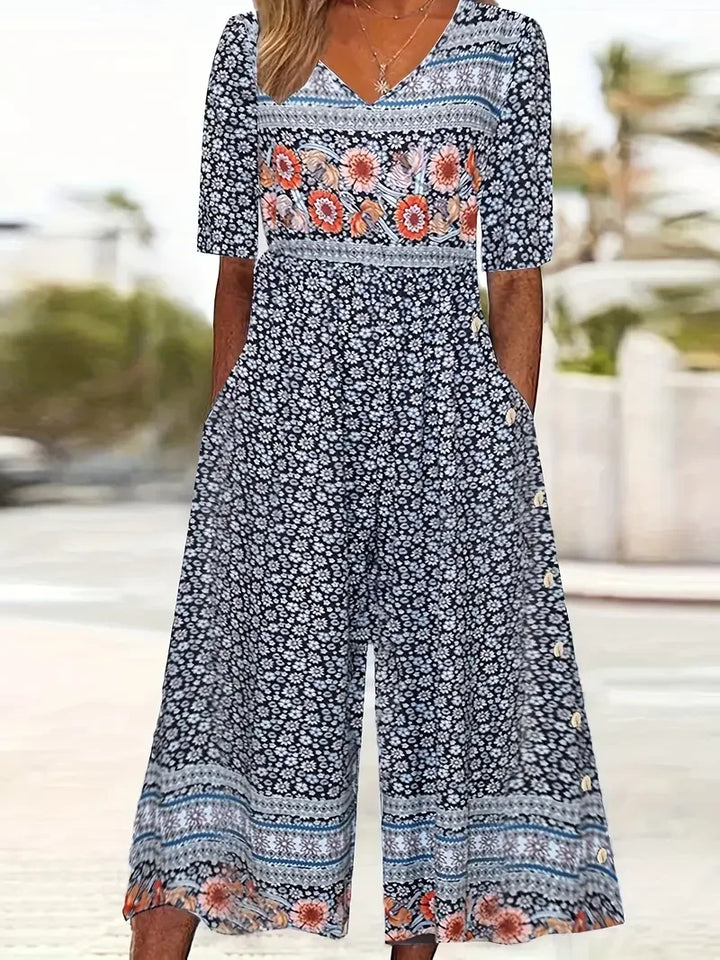 Nerina - Mono Vintage Boho Con Estampado Floral
