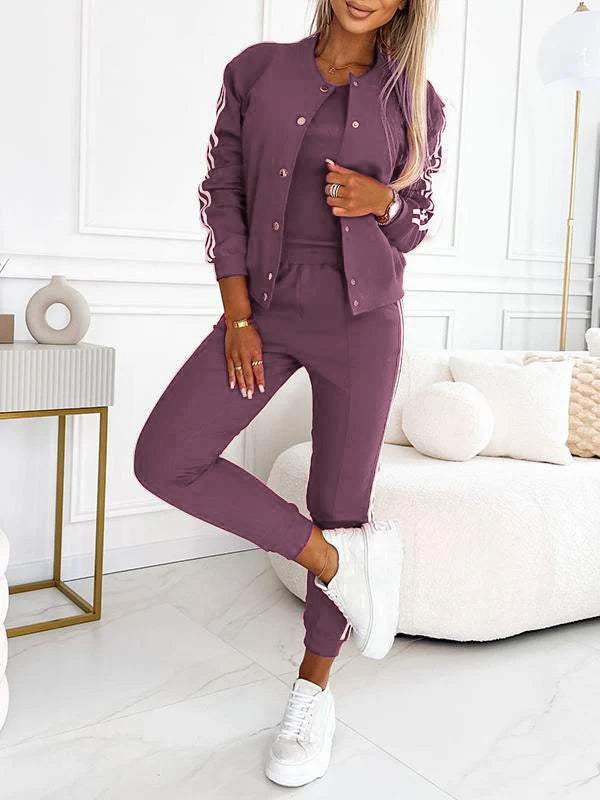 Kendra - Cuello Redondo Chaqueta Y Pantalón Juego de 3 Piezas