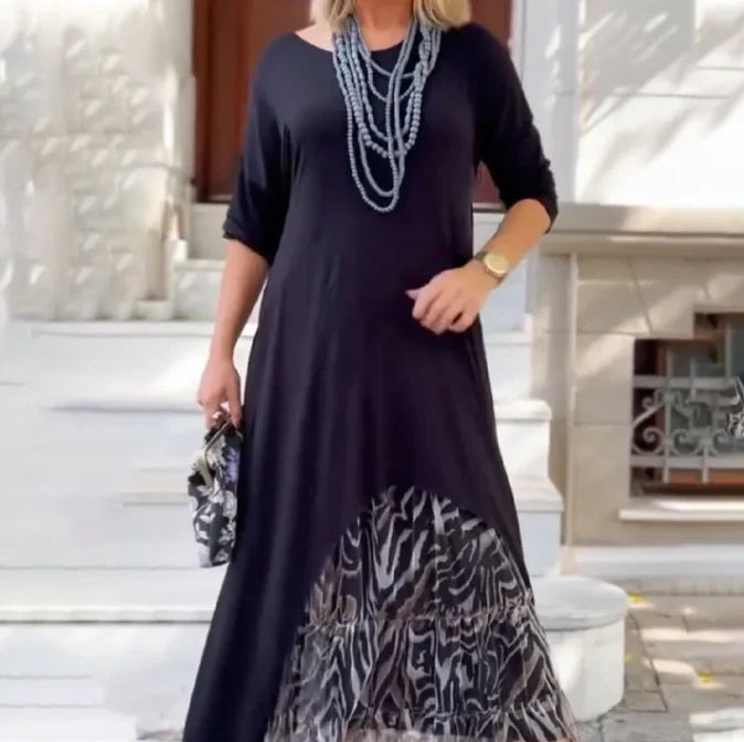 Sunitya - Vestido Casual De Manga Larga y Dobladillo Irregular