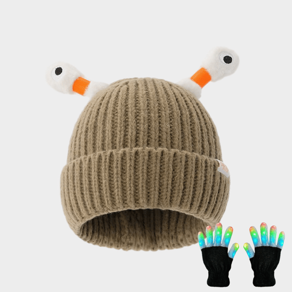GlowTots - Gorro De Invierno Para Padres e Hijos de Un Simpático Monstruito Brillante