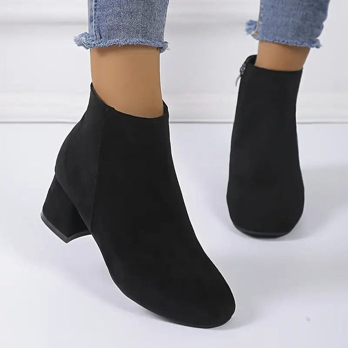 Fanya - Botines de Tacón Cuadrado Chic