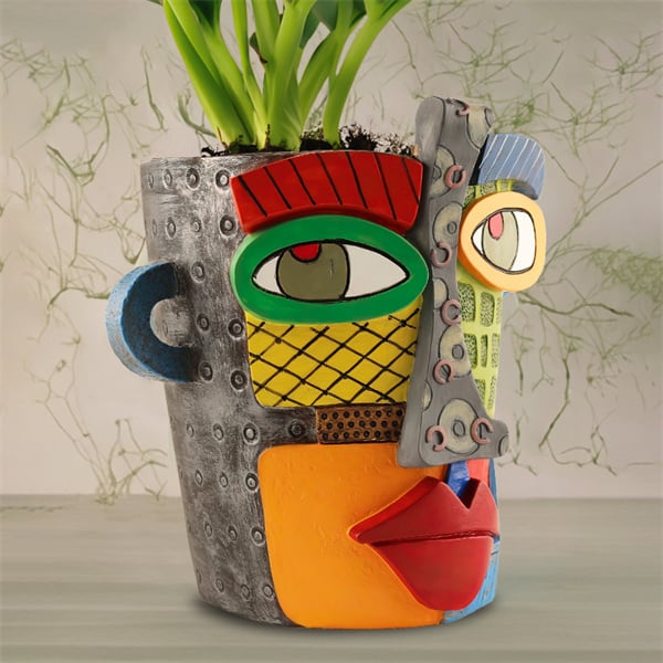 ArteVase - Macetero De Cara De Belleza Abstracta Hecho a Mano