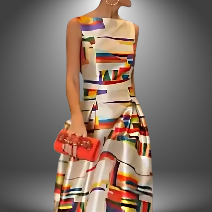 Vivien - Vestido Largo con Estampado Geométrico