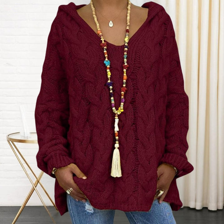 Marisa -  Manga Larga Cuello en V Sudadera con Capucha