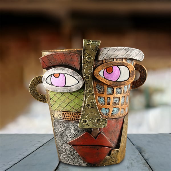 ArteVase - Macetero De Cara De Belleza Abstracta Hecho a Mano