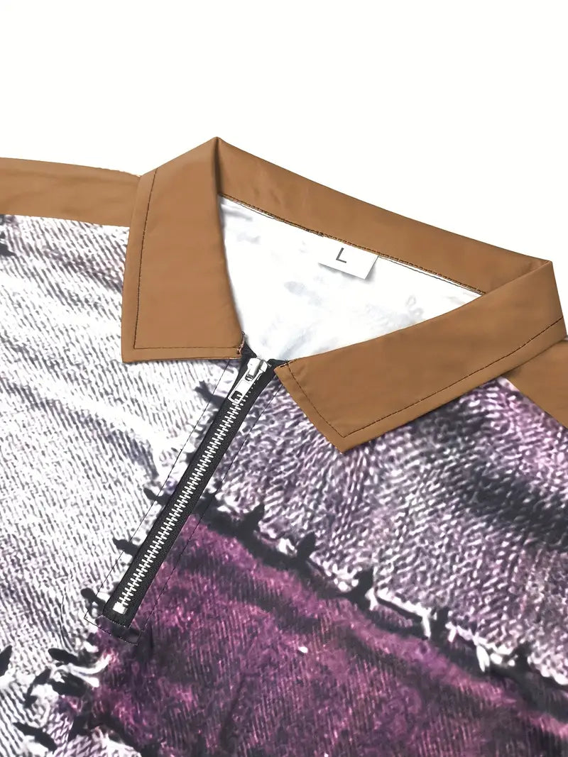 Zerem - Camisa de Manga Larga con Bloques de color y Cremallera