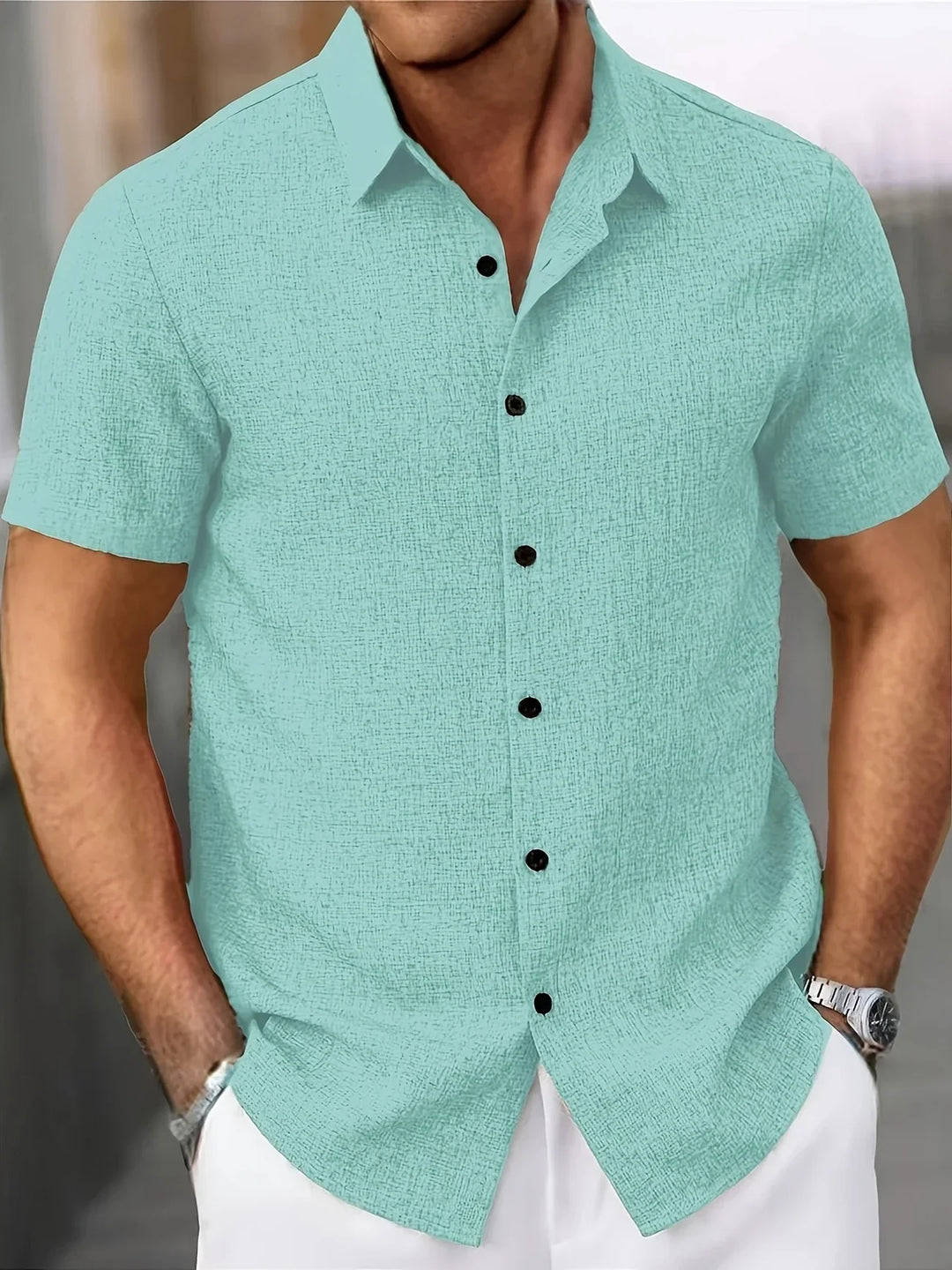 Dwight - Camisa De Manga Corta Ligera De Mezcla De Lino