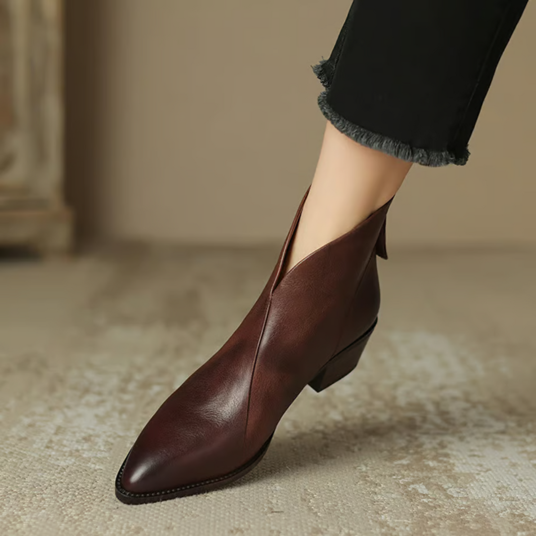 Zabrina - Botines De Cuero Con Punta Afilada