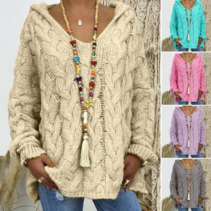 Marisa -  Manga Larga Cuello en V Sudadera con Capucha