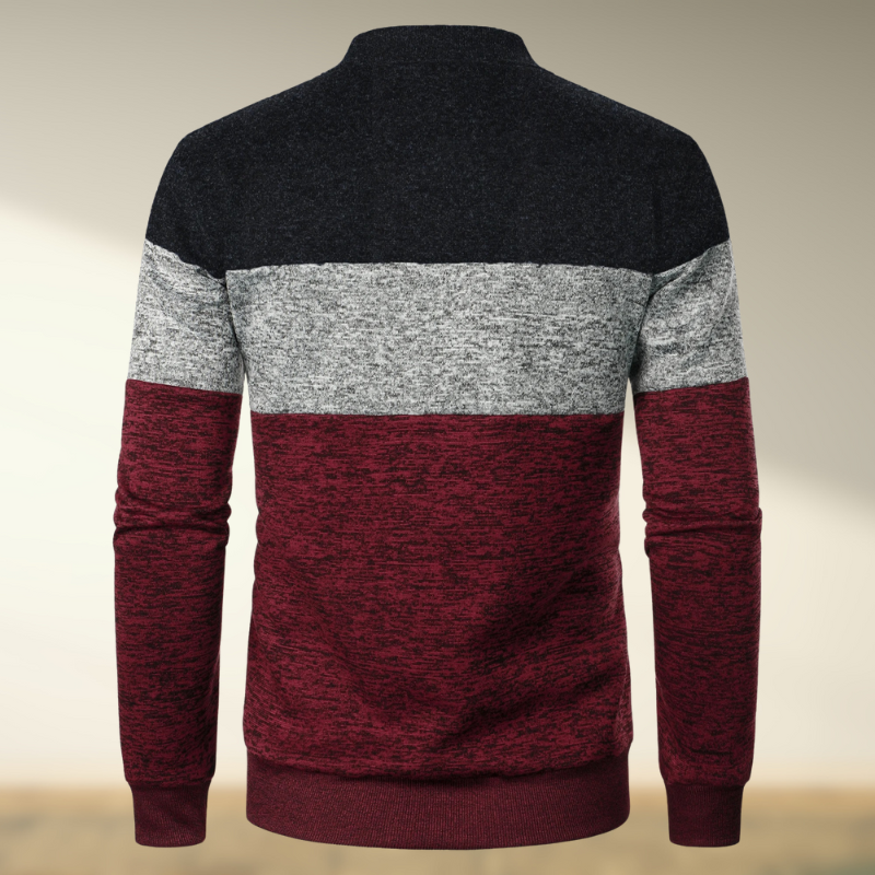Yemi - Jersey de Cuello Alto con Rayas y Cremallera