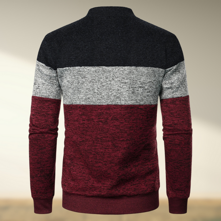 Yemi - Jersey de Cuello Alto con Rayas y Cremallera