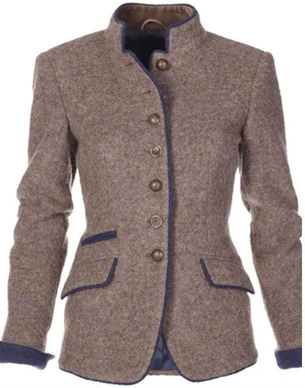 Diede -  Elegante Prenda Exterior Lisa de Manga Larga
