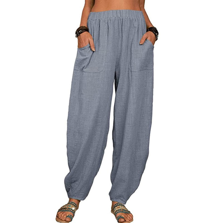 Zinzi - Pantalones De Harén De Lino De Algodón Holgados y Casuales