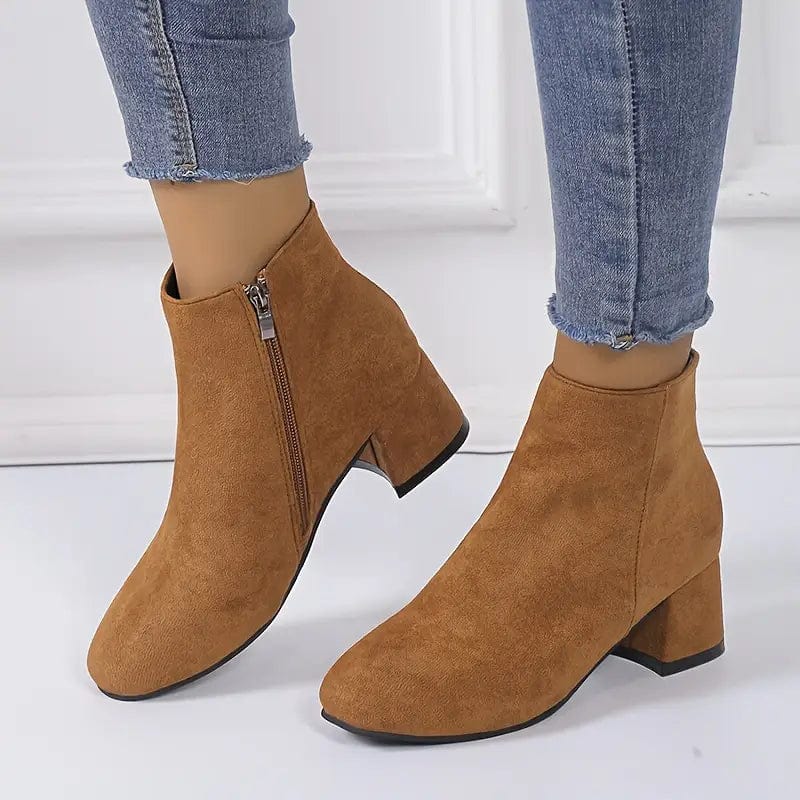 Fanya - Botines de Tacón Cuadrado Chic