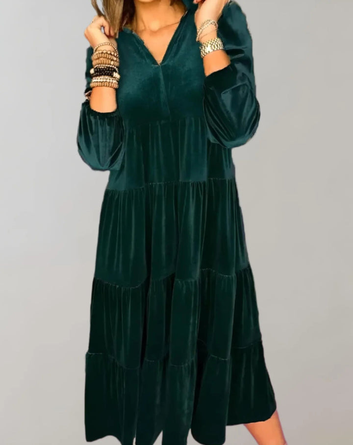 Melba - Vestido Suelto De Terciopelo Con Escote En V