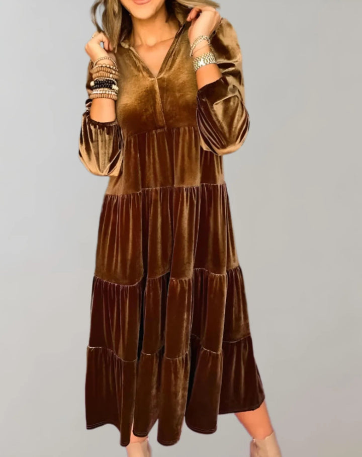 Melba - Vestido Suelto De Terciopelo Con Escote En V