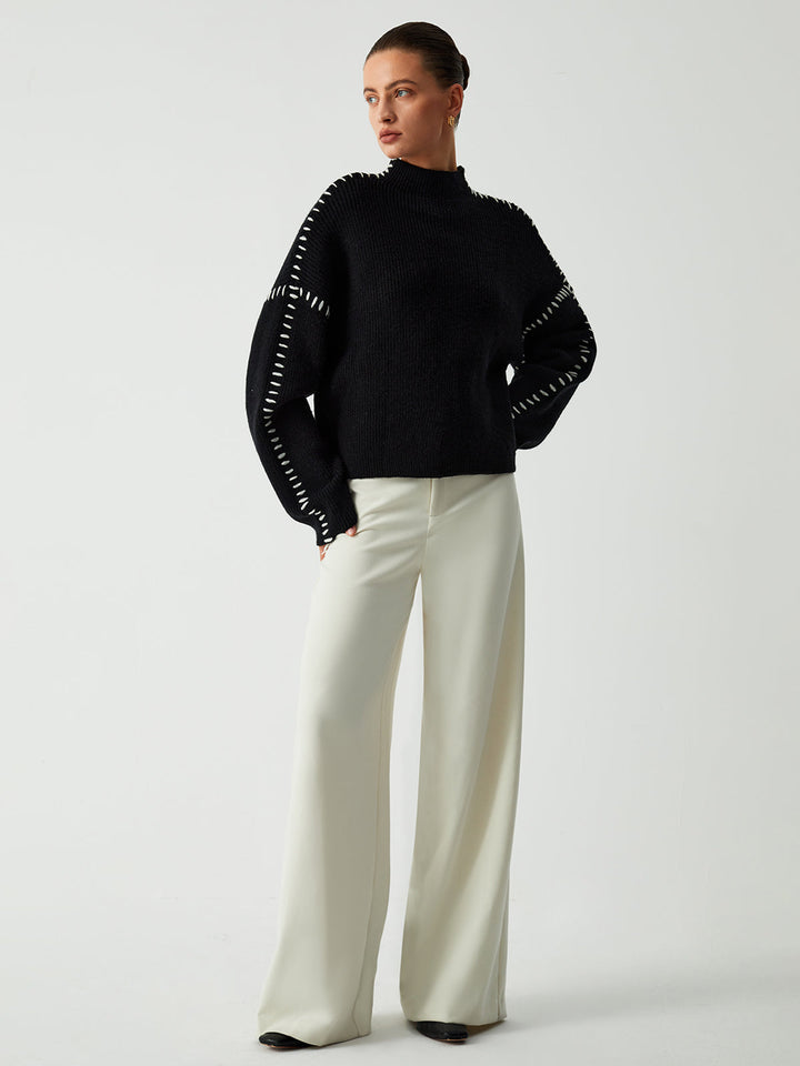 Marcella – Jersey De Cuello Alto Con Punto De Piqué