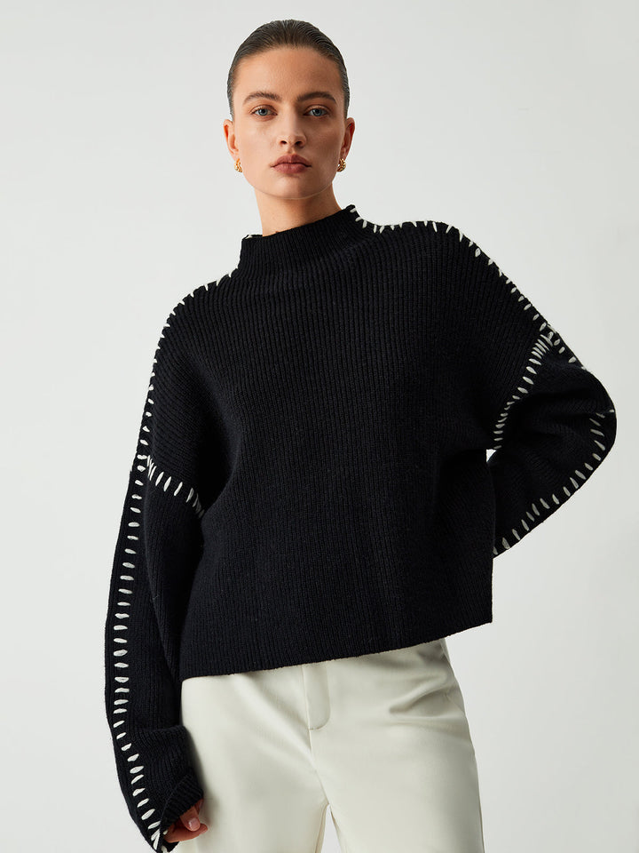 Marcella – Jersey De Cuello Alto Con Punto De Piqué