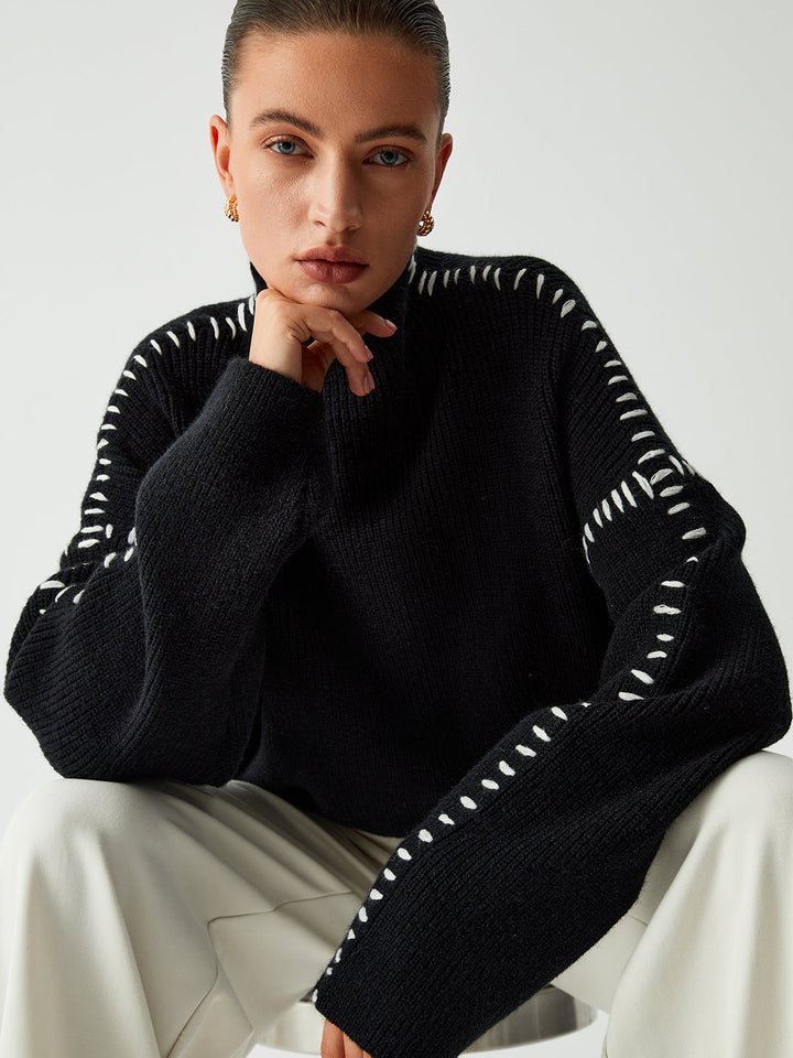 Marcella – Jersey De Cuello Alto Con Punto De Piqué