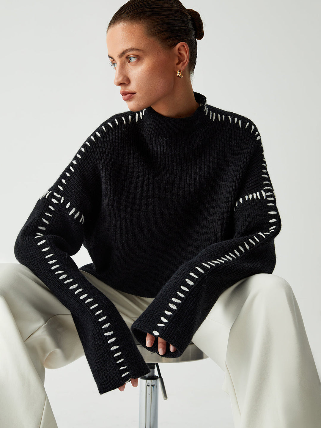 Marcella – Jersey De Cuello Alto Con Punto De Piqué