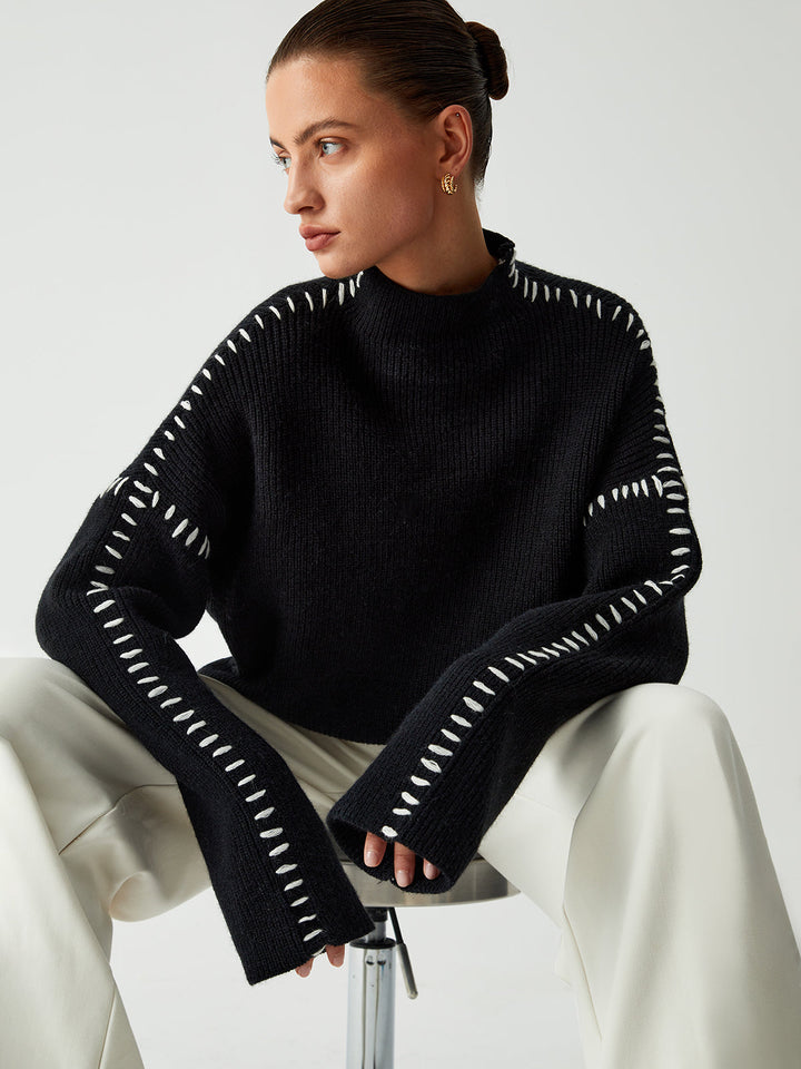 Marcella – Jersey De Cuello Alto Con Punto De Piqué