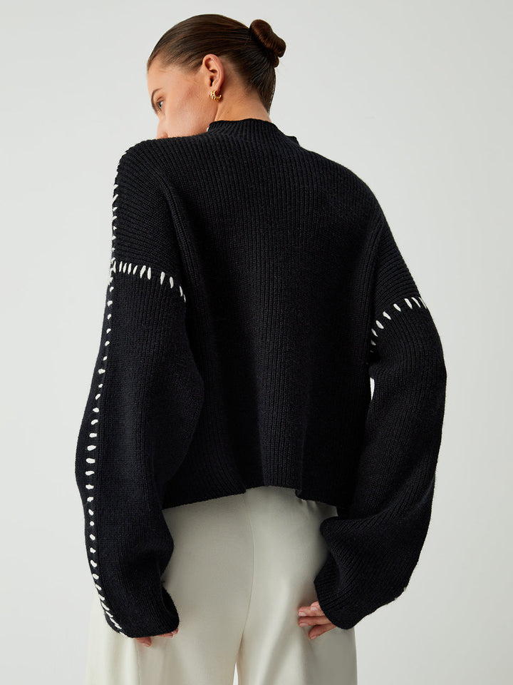 Marcella – Jersey De Cuello Alto Con Punto De Piqué