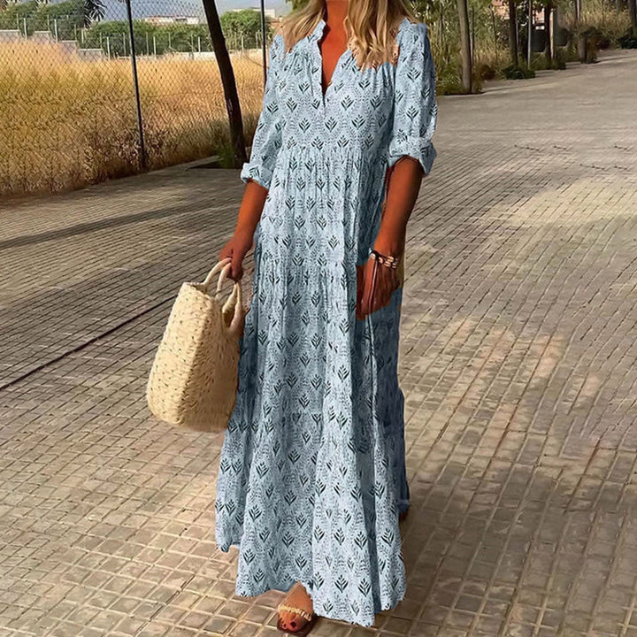 Kadence - Vestido Boho Estampado de Manga Larga