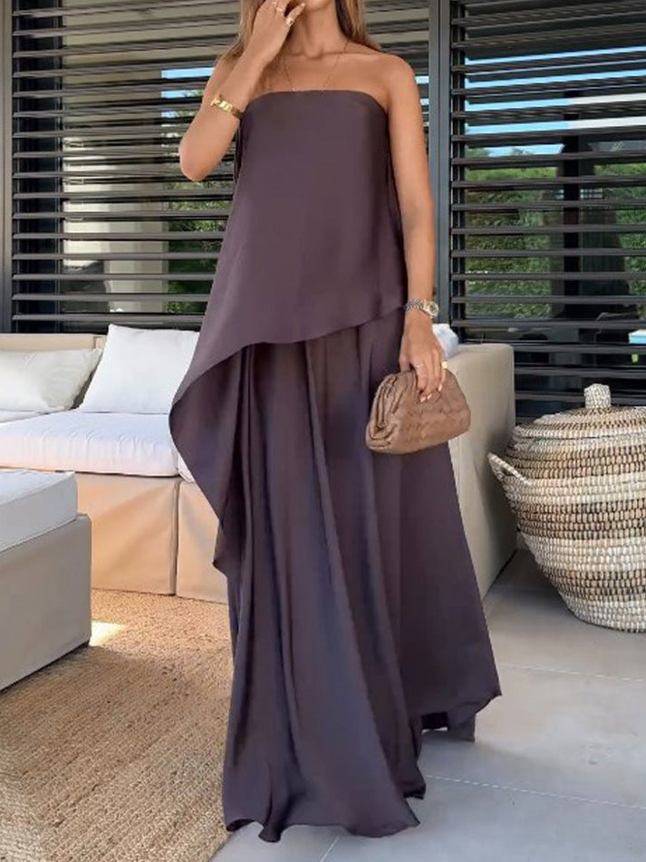 Kerstin - Conjunto de Blusa de un Solo Hombro y Falda Larga
