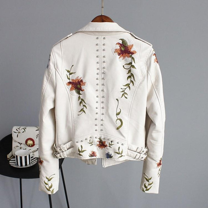 Kymber - Chaqueta de Cuero con Estampado Floral