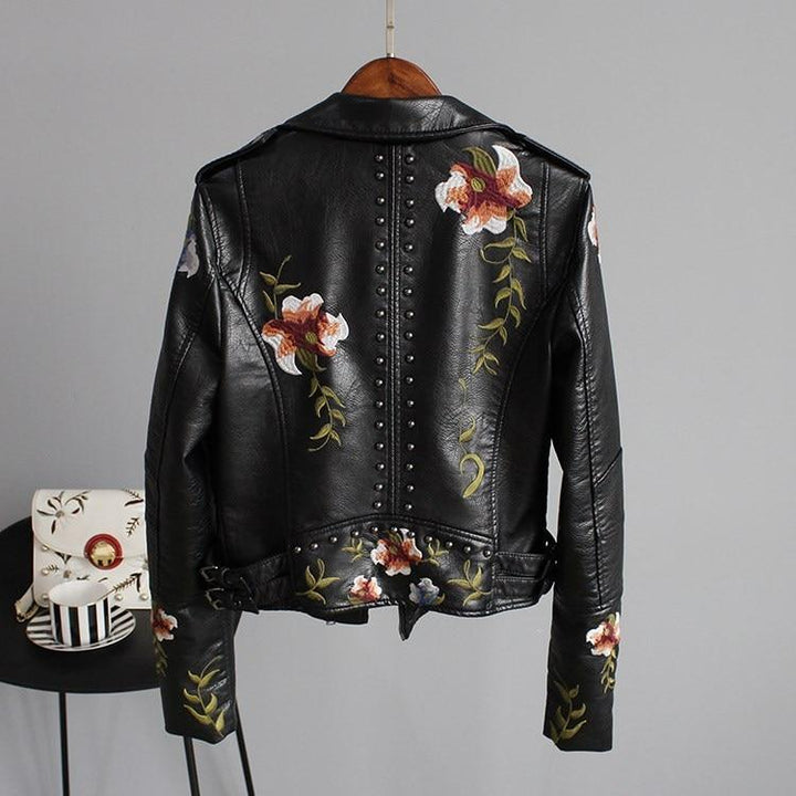Kymber - Chaqueta de Cuero con Estampado Floral