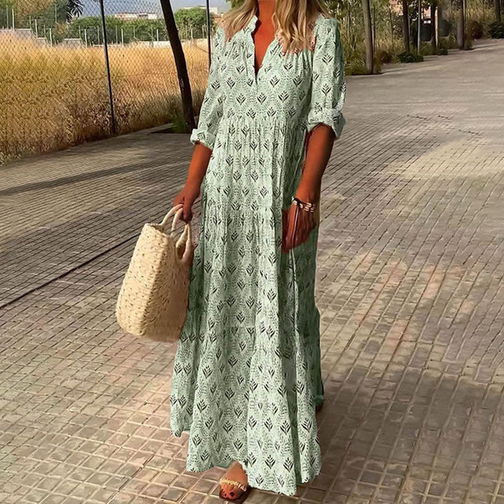 Kadence - Vestido Boho Estampado de Manga Larga