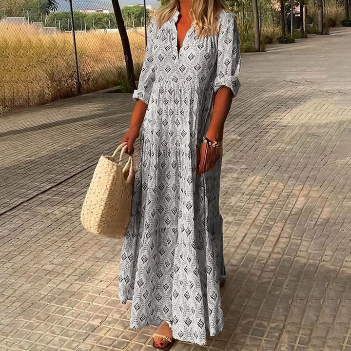 Kadence - Vestido Boho Estampado de Manga Larga