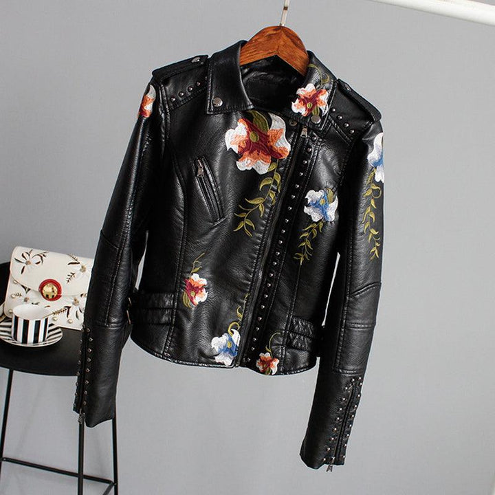 Kymber - Chaqueta de Cuero con Estampado Floral