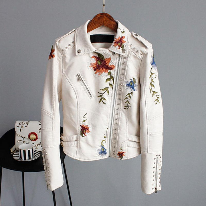 Kymber - Chaqueta de Cuero con Estampado Floral