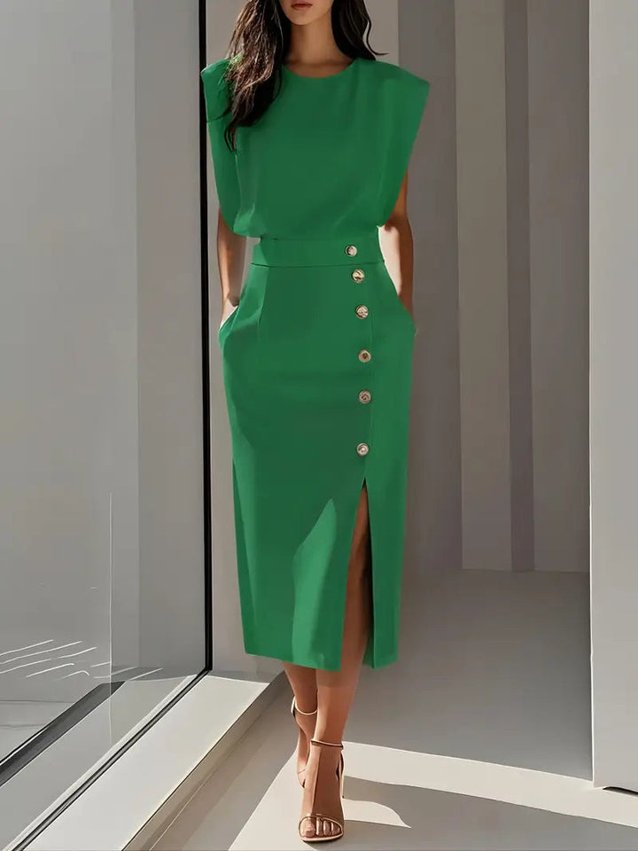 Yasmin - Vestido Midi Con Abertura Lateral