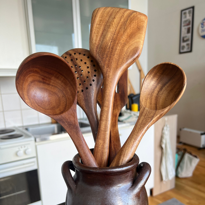 WalnutCraft - Juego De Utensilios De Cocina En Nogal (5 piezas)