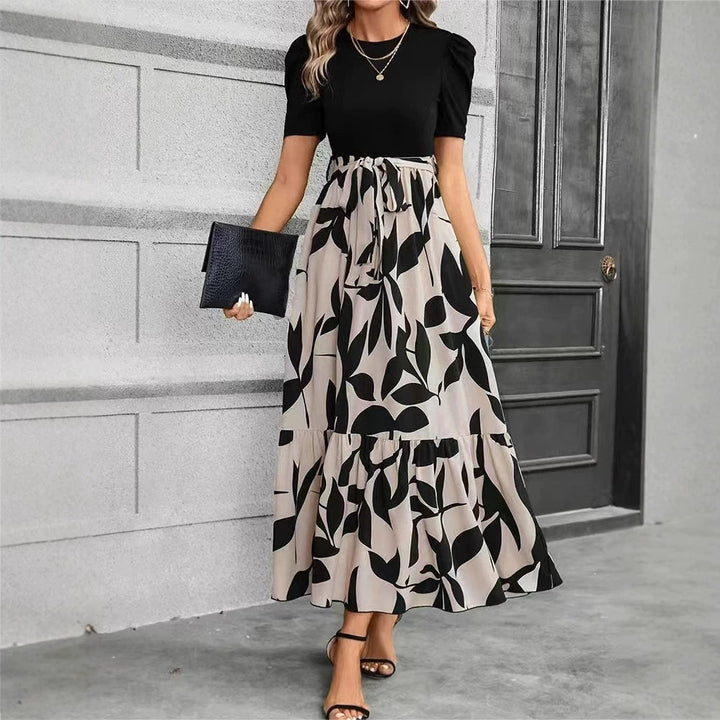 Nuray - Vestido Elegante de Manga Corta con Estampado Floral