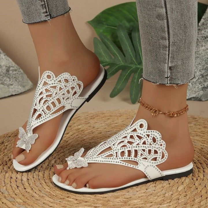 Rosalia - Elegante Sandalia de Piel Con Cubierta de Mariposa