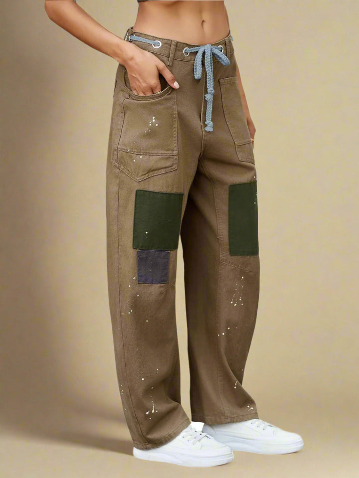 Felixa - Pantalón de Mezclilla de Parche Ancho