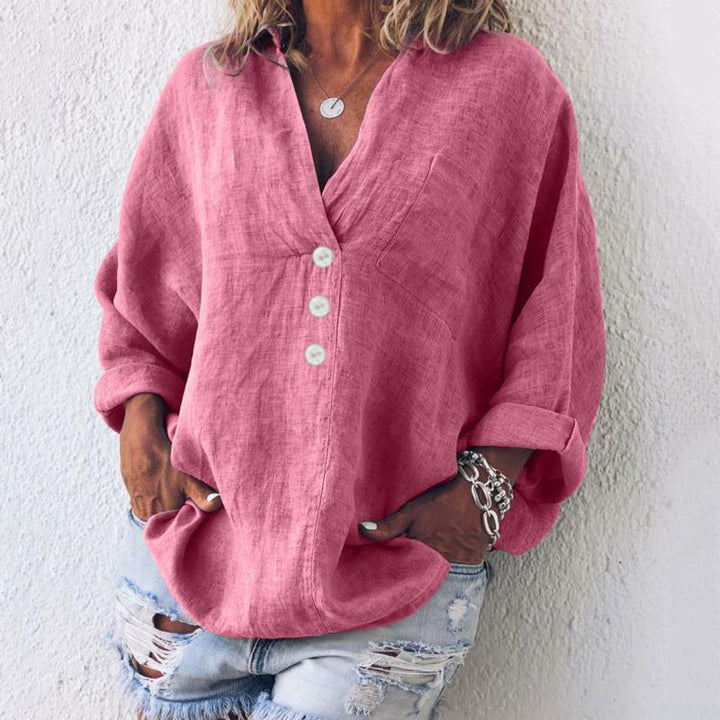 Twila - Camisa De Lino De algodón De Manga Larga