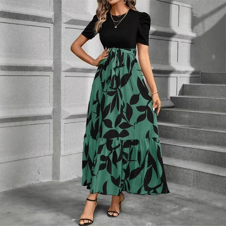 Nuray - Vestido Elegante de Manga Corta con Estampado Floral
