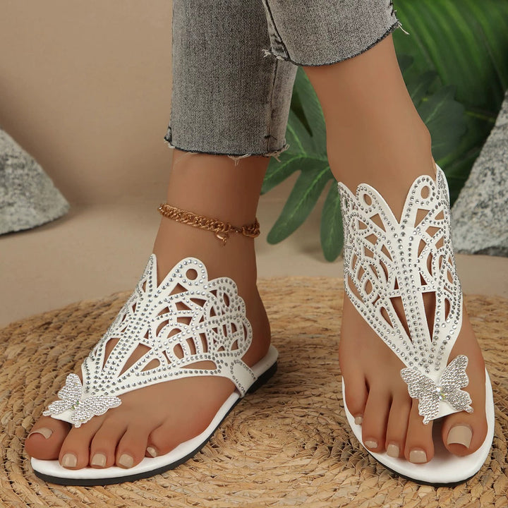 Rosalia - Elegante Sandalia de Piel Con Cubierta de Mariposa