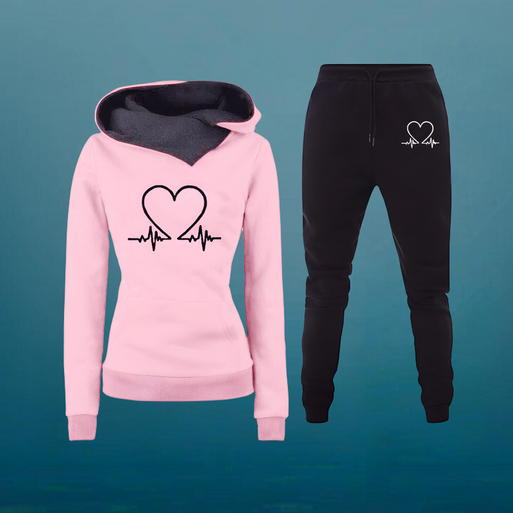 Nimue - Conjunto de Chándal de dos Piezas con Estampado de Corazones