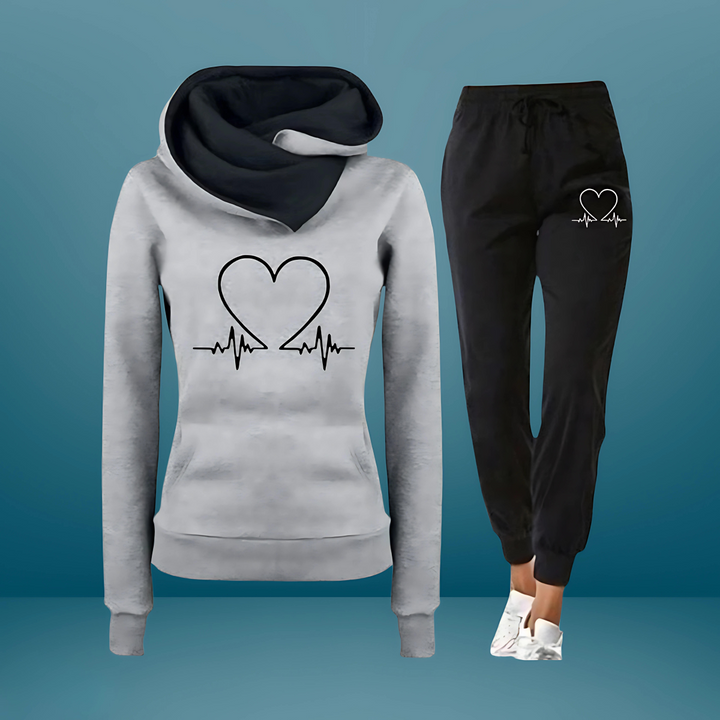 Nimue - Conjunto de Chándal de dos Piezas con Estampado de Corazones